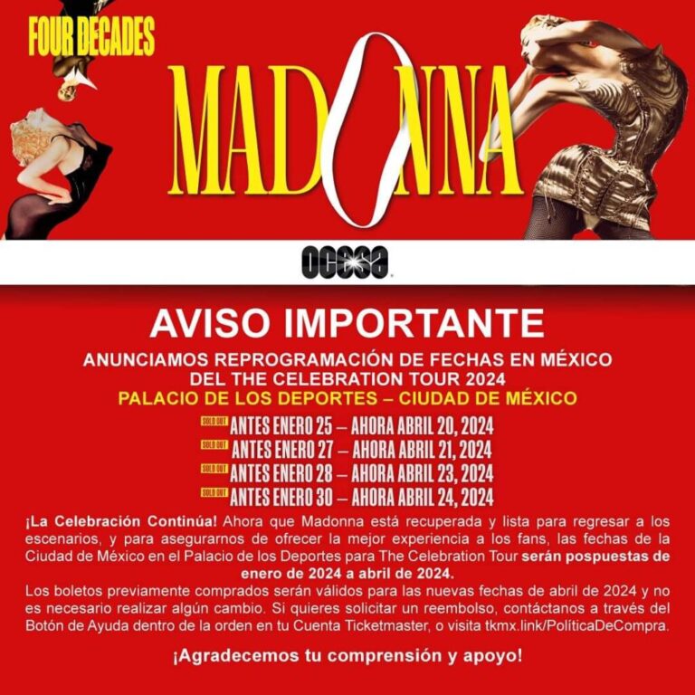 Reprograma Madonna sus conciertos en México ¿Cuáles son las nuevas fechas?