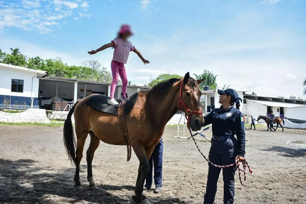 Brinda policía veracruzana equinoterapia para favorecer el desarrollo integral de niñas y niños